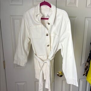NWT H&M Cream mid length trench Jacket with belt